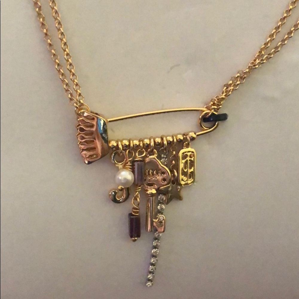 Juicy Couture Black Label Crown Pin Necklace NWT